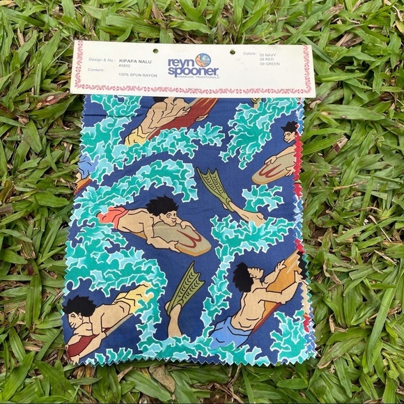 Vintage Reyn Spooner Kipapa Nalu Hawaiian 3 Fabric Swatch Sample Craft Sewing - Picture 9 of 9